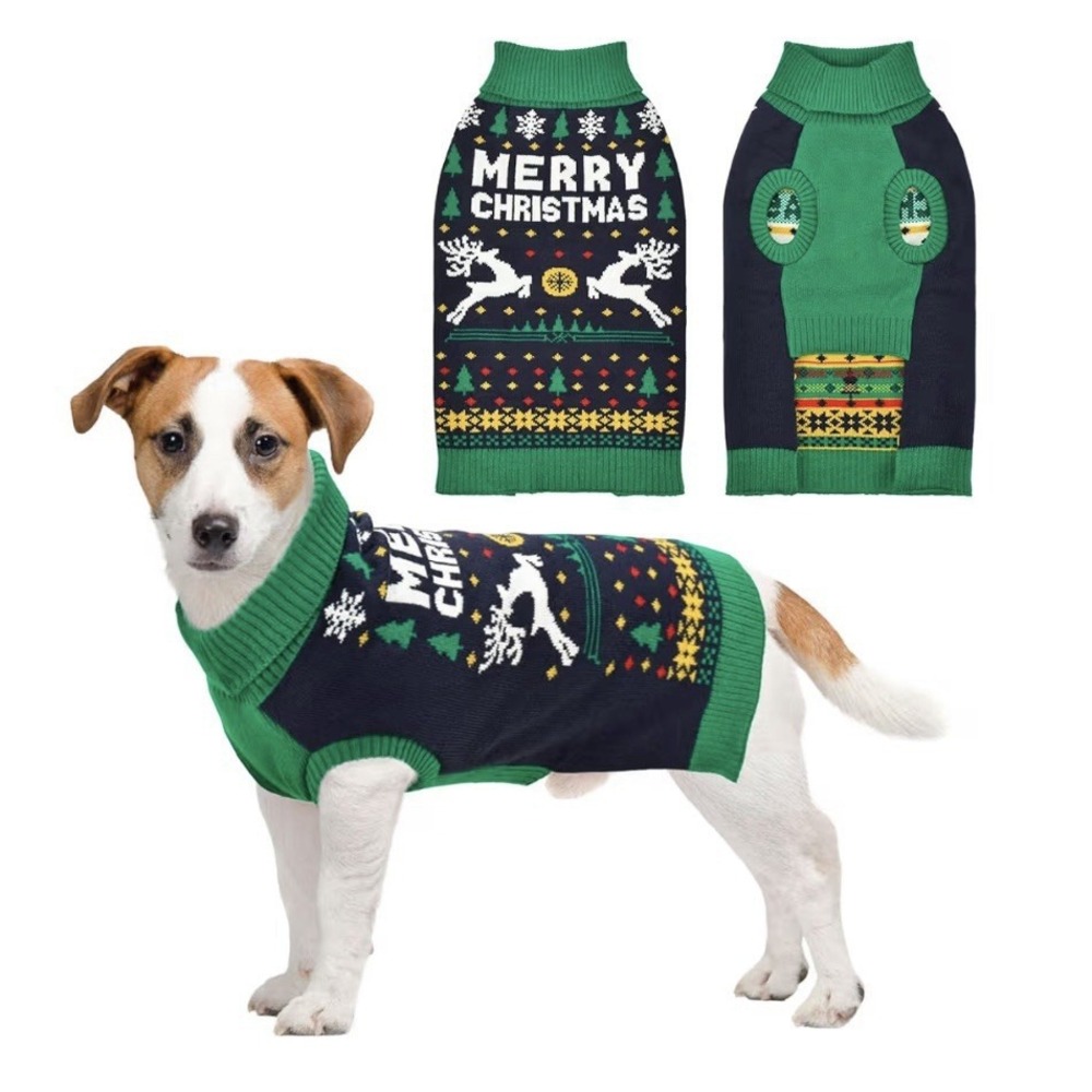 Vehomy Christmas Dog Sweater Xmas Pet Clothes Cat Puppy Turtleneck XL
